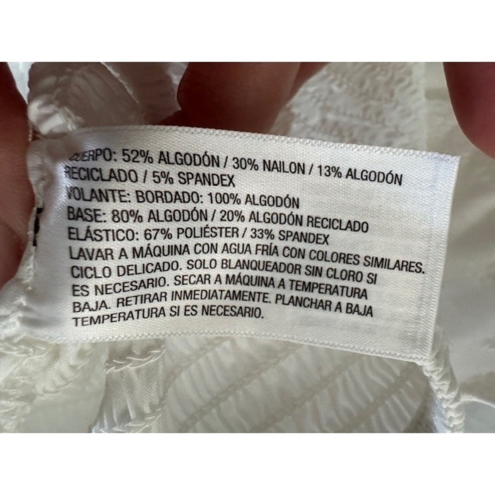 Wild Fable White Eyelet Ruffle Smocked Off Shoulder‎ Crop Top Women's Medium - Picture 7 of 10